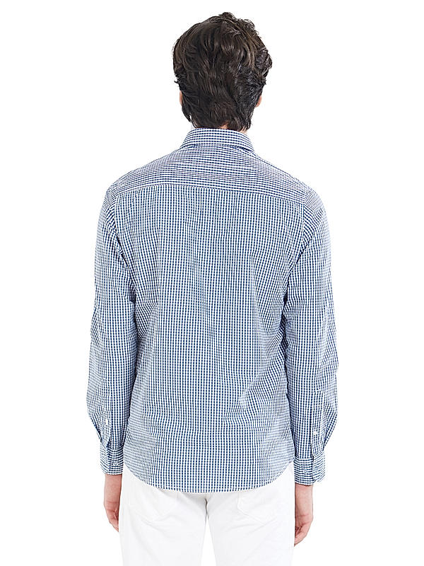 Checkered Blue Color Cotton Slim Fit Shirt